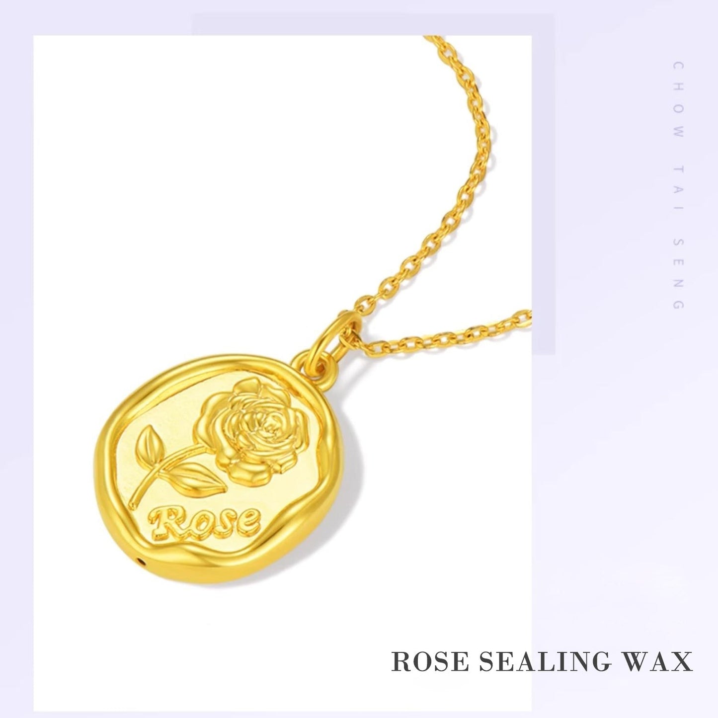 18K Gold Rose Flower Necklace Pendant