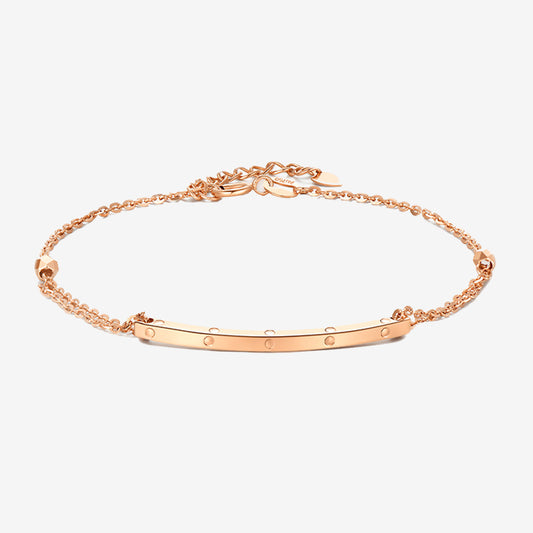 18K Rose Gold Minimalist Adjustable Bracelet