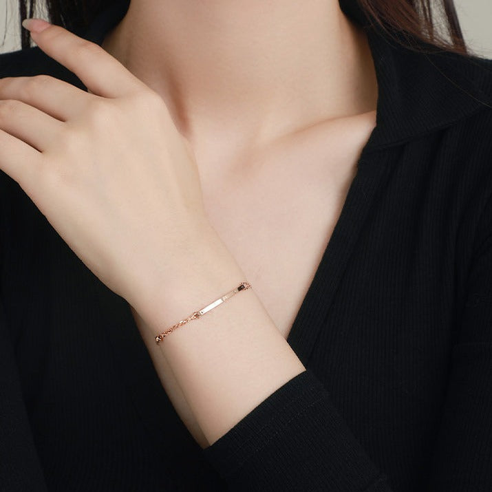 18K Rose Gold Minimalist Adjustable Bracelet