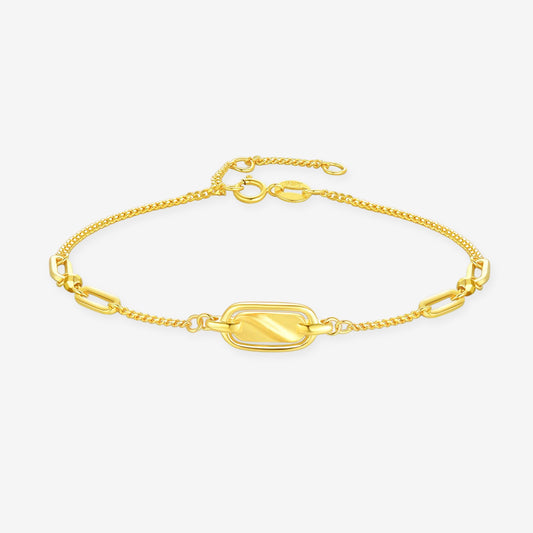 18K Gold Oval Tag Curb Chain Bracelet