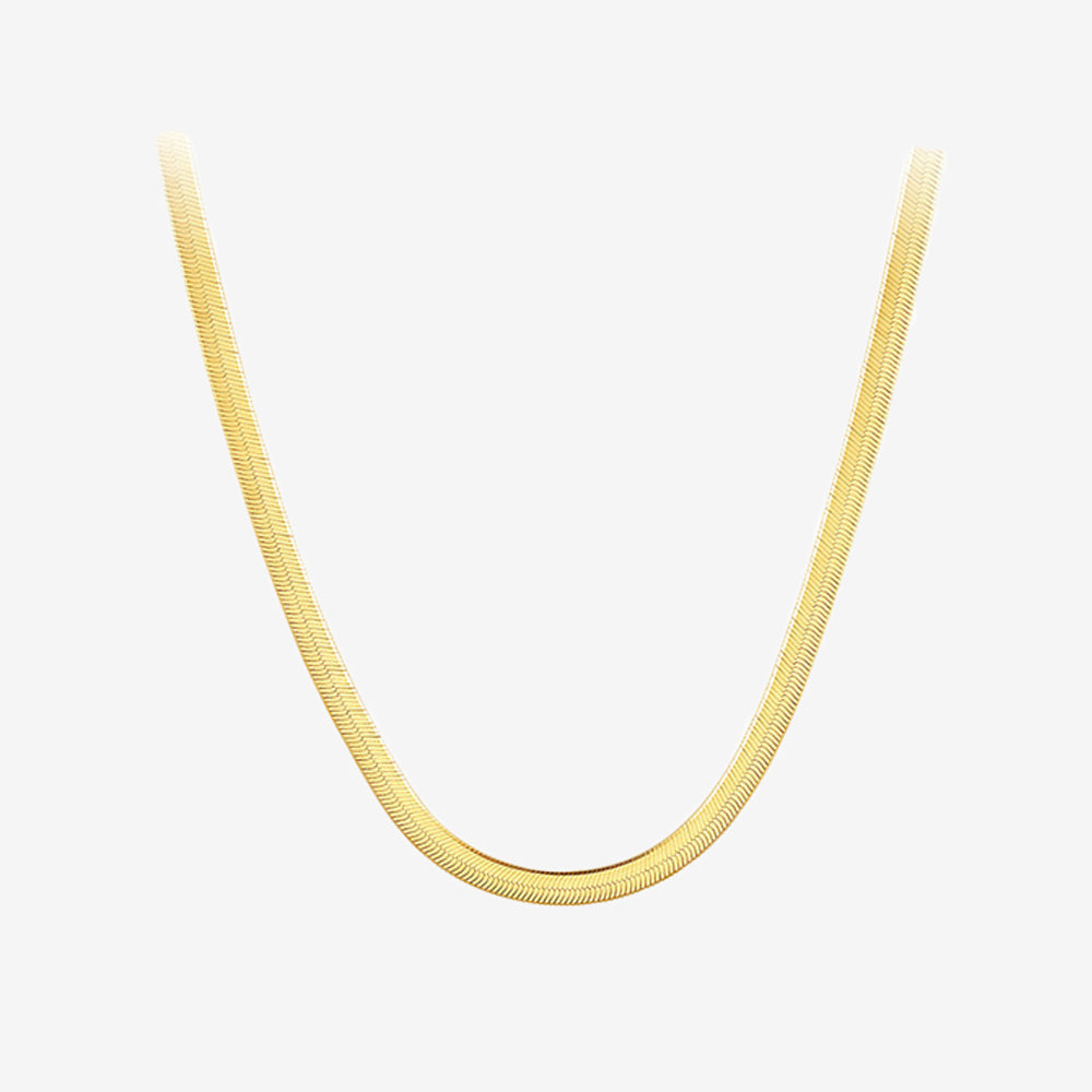 18K Gold Snake Bone Chain Basic Necklace