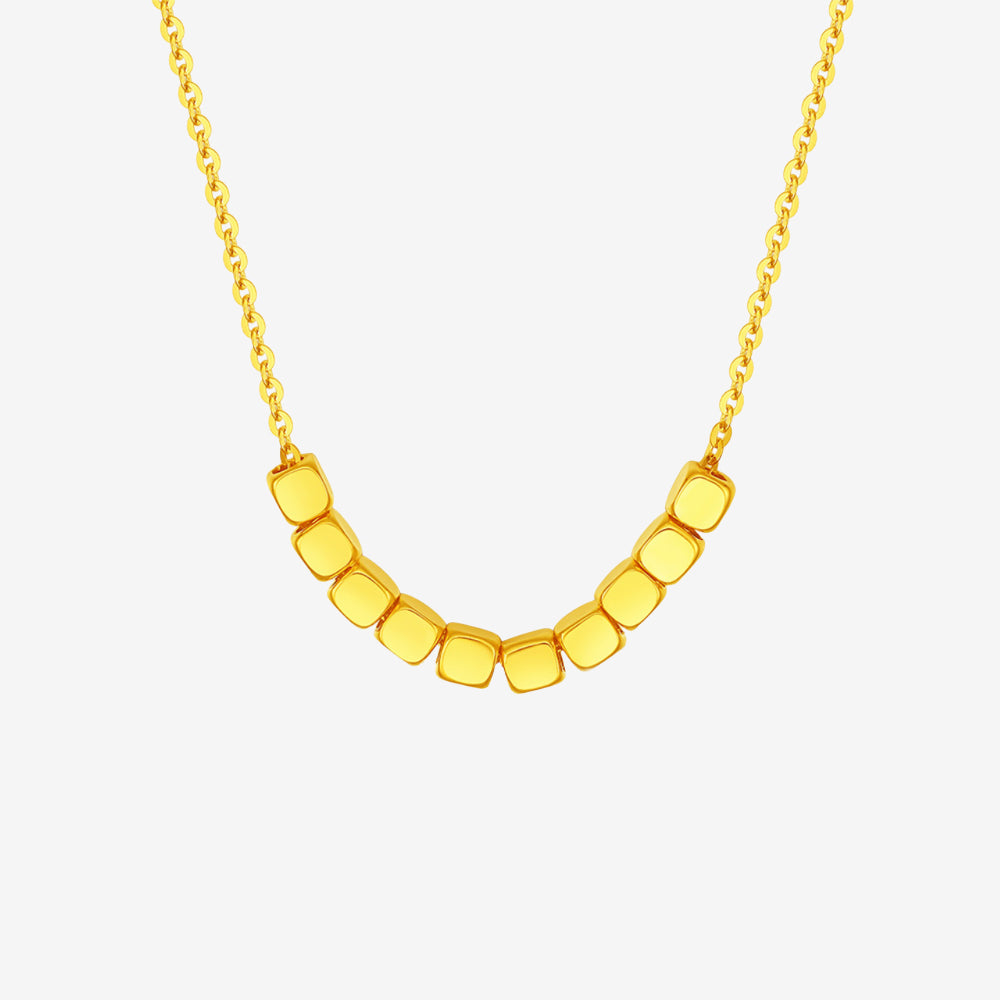 18K Gold O-chain Sugar Cubes Necklace