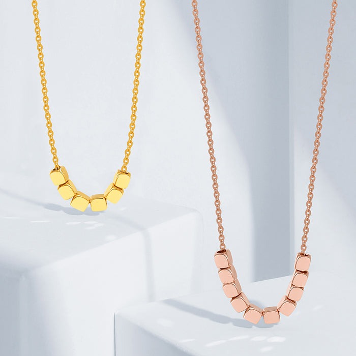 18K Gold O-chain Sugar Cubes Necklace