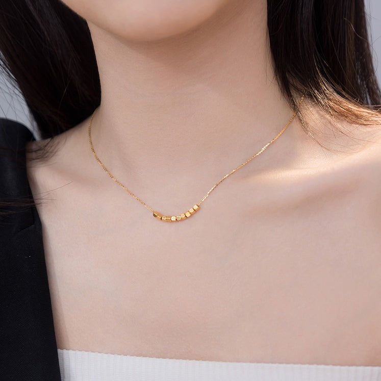 18K Gold O-chain Sugar Cubes Necklace