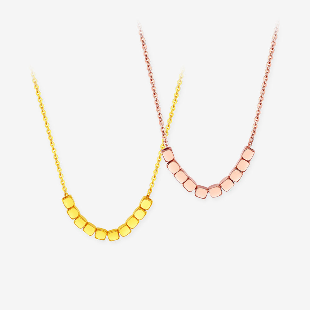 GOLDEN LIFE 18K Gold O-chain Sugar Cubes Necklace