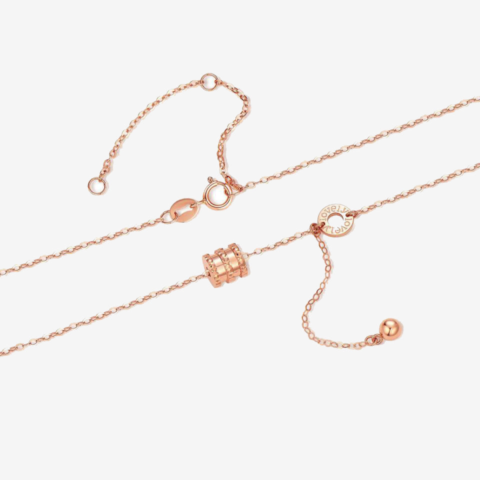 Au750 18K Gold Rose Gold Barrel and Bead Y Shape O-chain Necklace