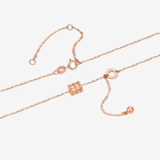 Au750 18K Gold Rose Gold Barrel and Bead Y Shape O-chain Necklace