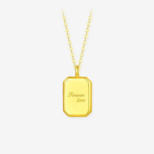 18K Gold Square Suger Love Gold Necklace