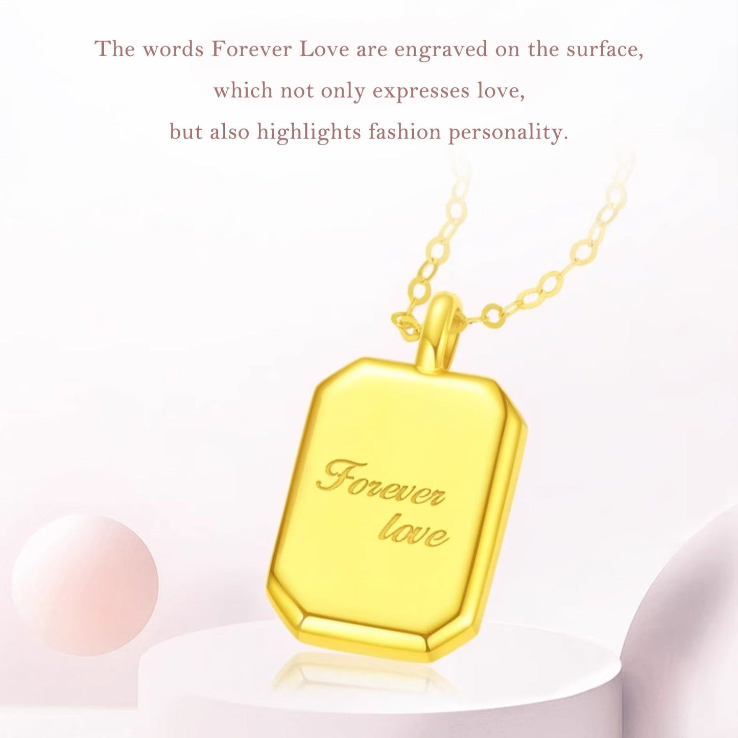 18K Gold Square Suger Love Gold Necklace Pendant