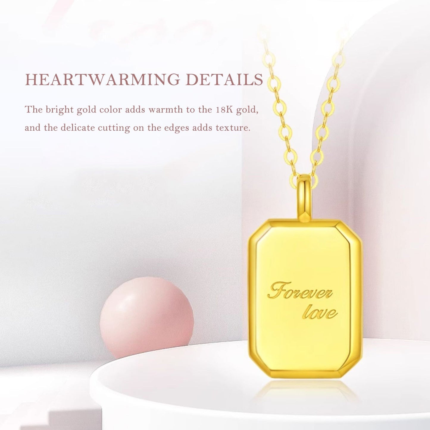 18K Gold Square Suger Love Gold Necklace Pendant