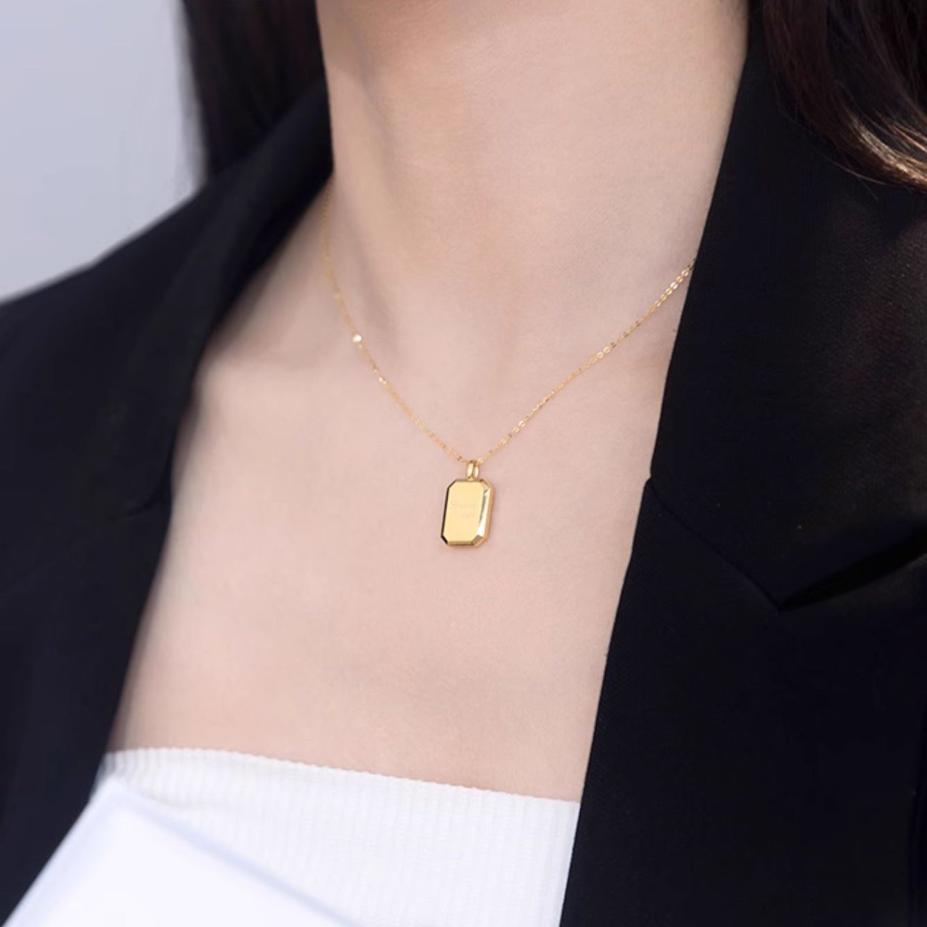 18K Gold Square Suger Love Gold Necklace Pendant