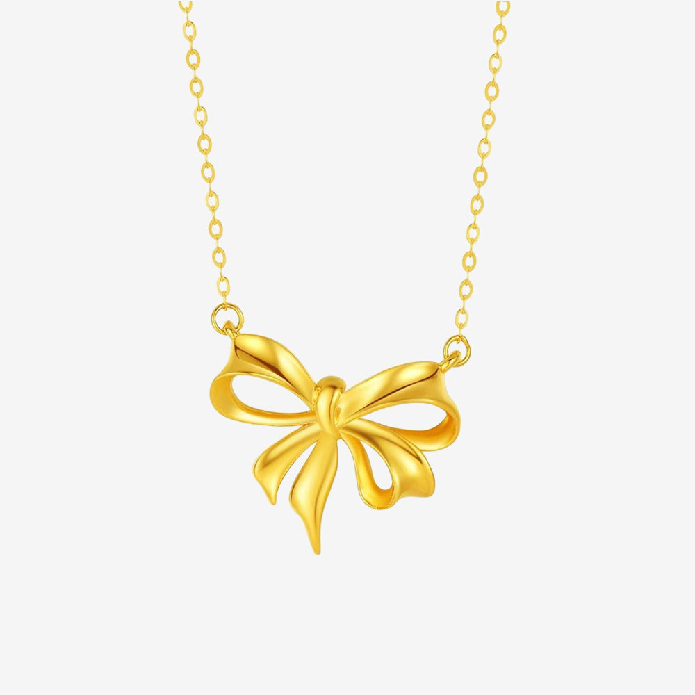 18K Gold Elegant Bow Knot Necklace