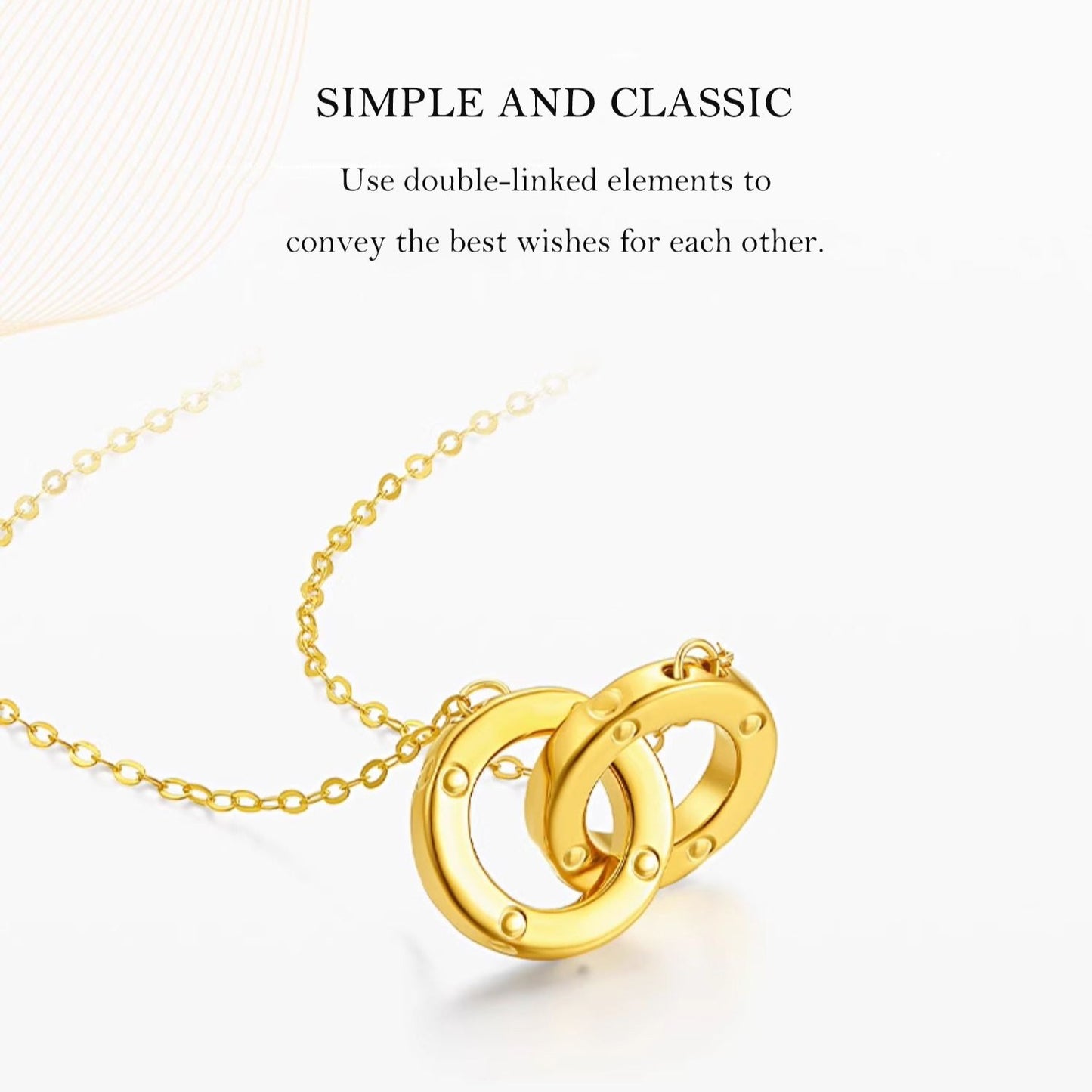 18K Gold Interlocking Double Circles Necklace