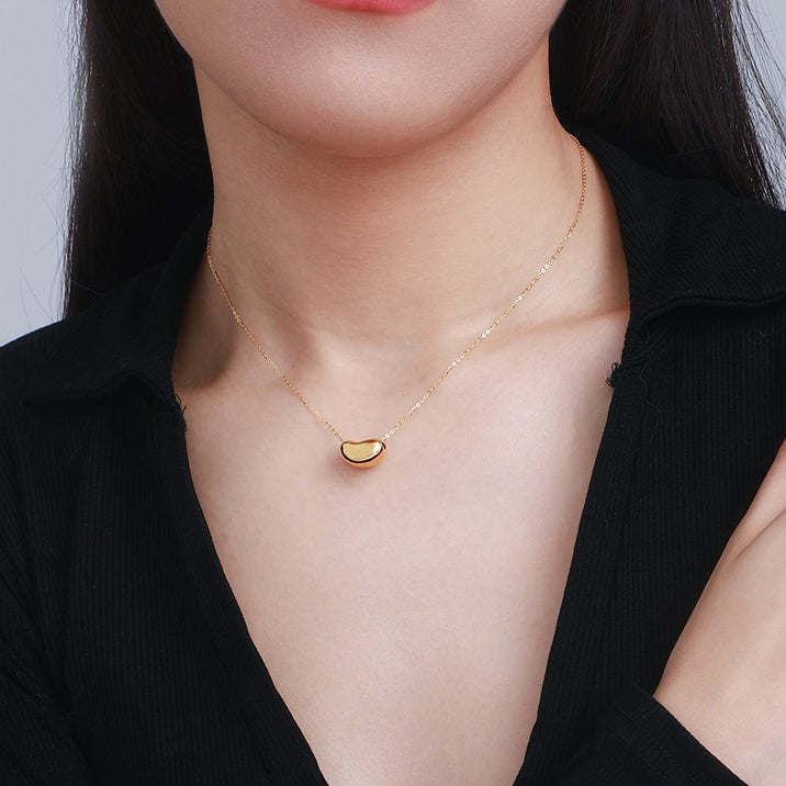 18K Gold Wealthy Bean Minimalist Necklace