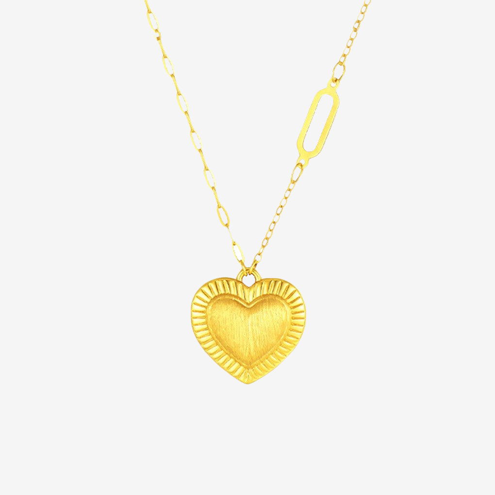 18K Gold Vintage Heart Paperclip Chain Necklace