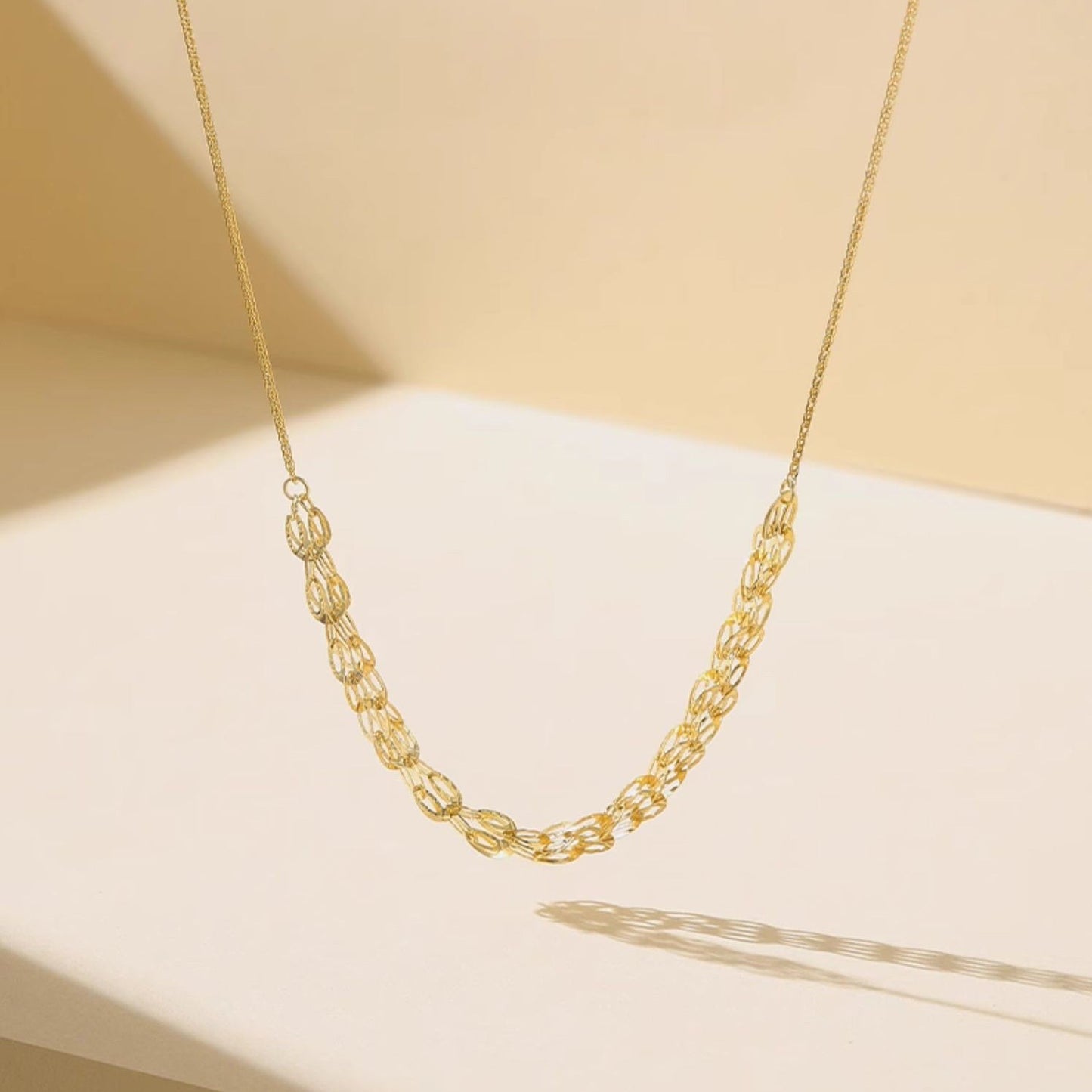 18K Gold Ripples of Water Ears of Wheat Necklace