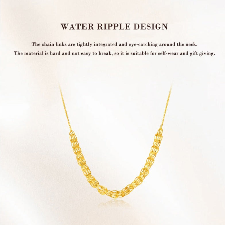 18K Gold Ripples of Water Ears of Wheat Necklace