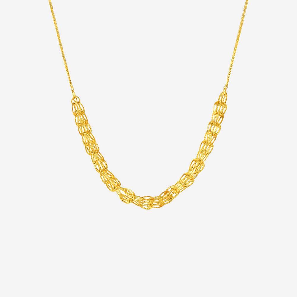 18K Gold Ripples of Water Ears of Wheat Necklace