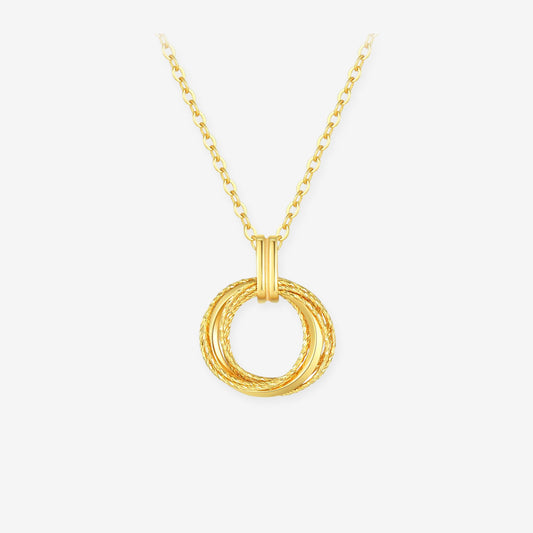 18K Gold Circle C Double Mobius Necklace