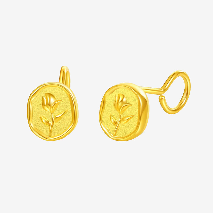 Monet Garden Series 24K Gold Tulip Seal Stud Earrings