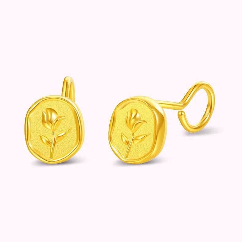 Monet Garden Series 24K Gold Tulip Seal Stud Earrings