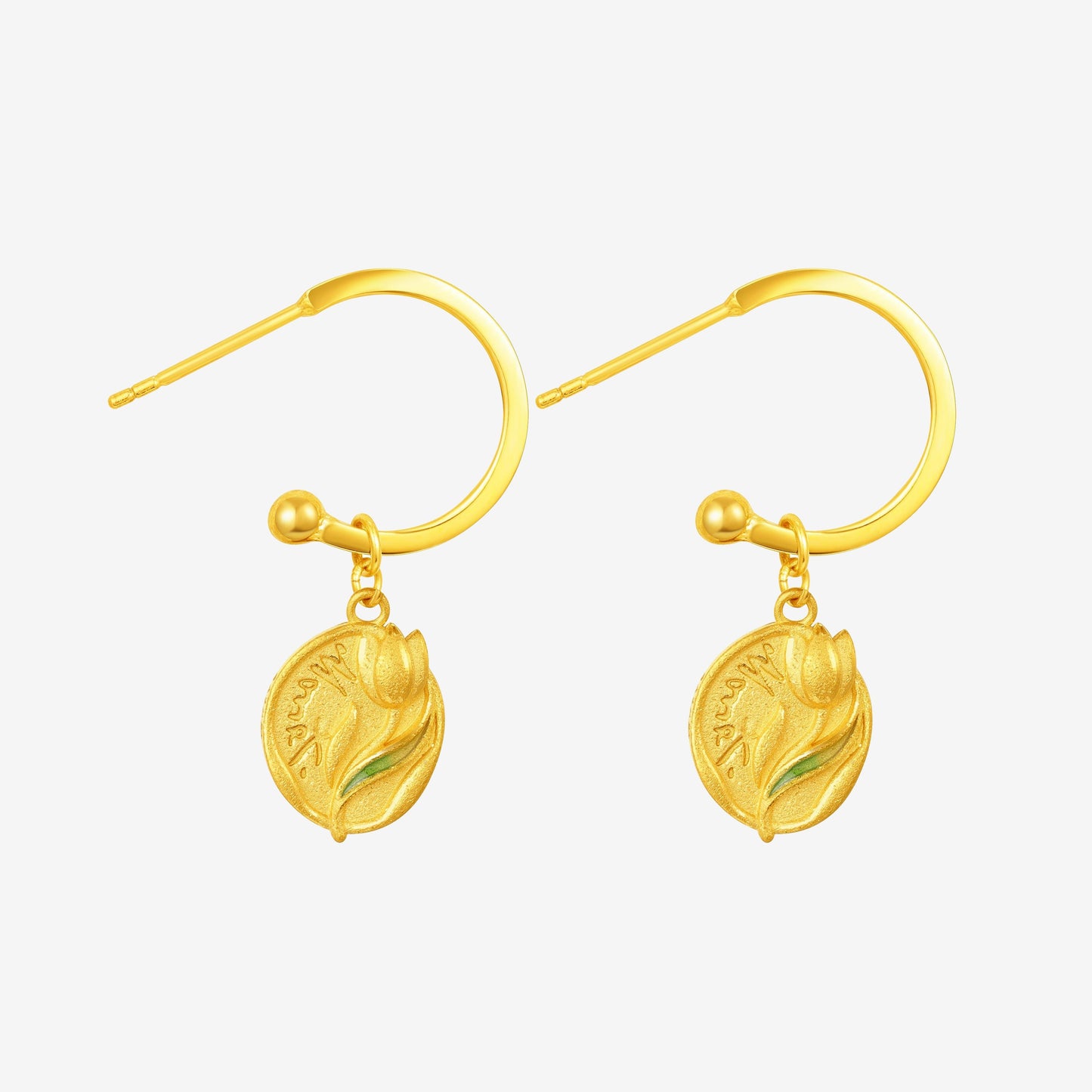 Monet Garden Series 24K Gold Tulip Half Hoop Earrings