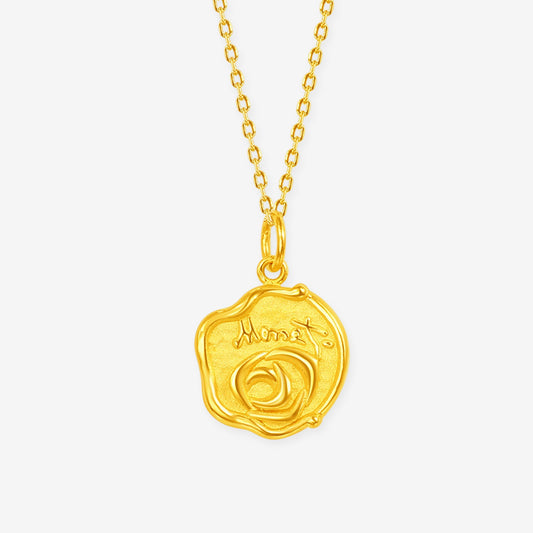 Monet Garden Series 24K Gold  Seal Wax Rose Pendant