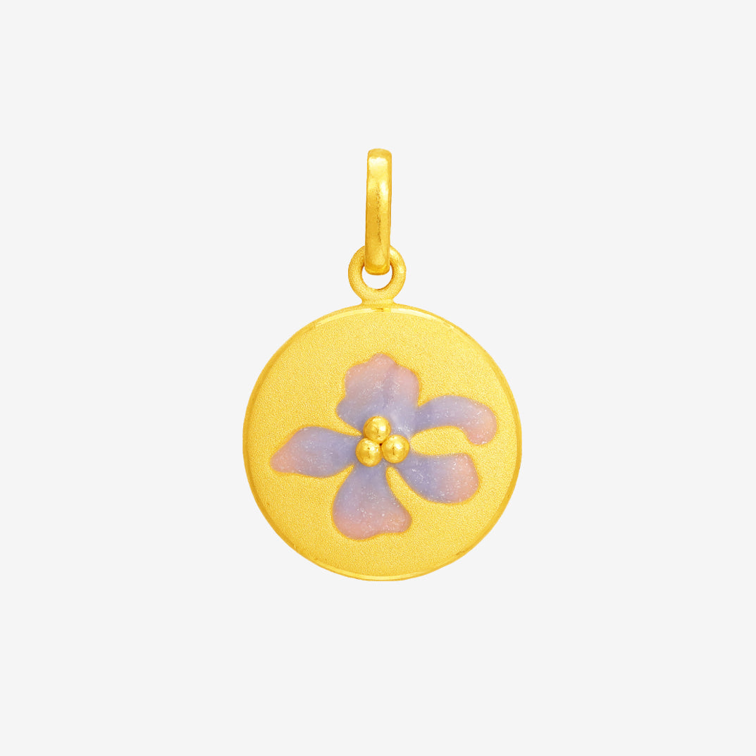 Monet Garden Series 24K Gold Iris Round Dangle Charm