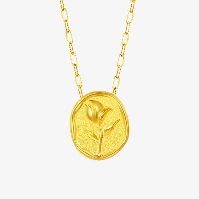 Monet Garden Series 24K Gold Tulip Wax Seal Necklace