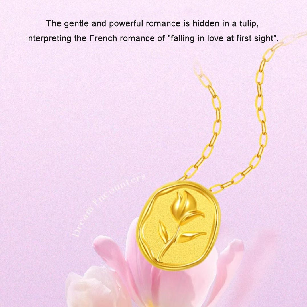 Monet Garden Series 24K Gold Tulip Wax Seal Necklace