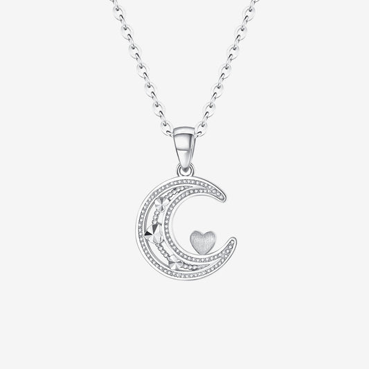 Pt950 Platinum Moon Love Heart Pendant