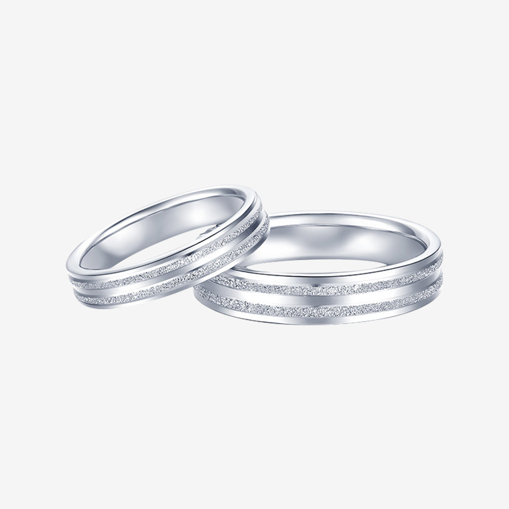 Pt950 Platinum Star Track Frosted Couple Rings