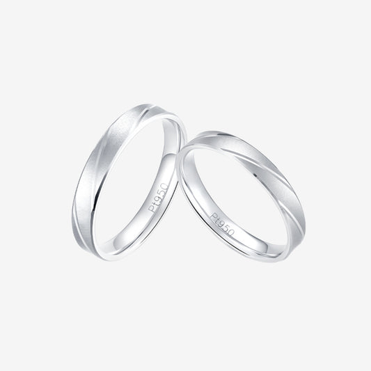 Pt950 Platinum Matte Bond Pattern Couple Rings