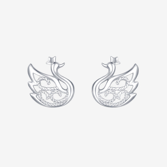 Pt950 Platinum Swan Stud Earrings