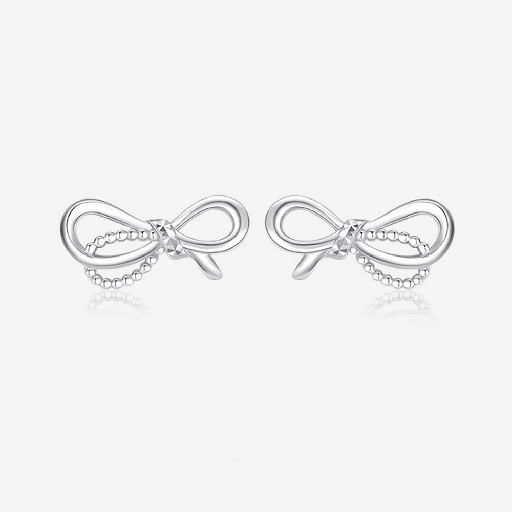 Pt950 Platinum Rope Bow Knot Earrings