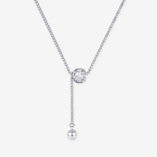 Pt950 Platinum Sparkling Ball Y Necklace