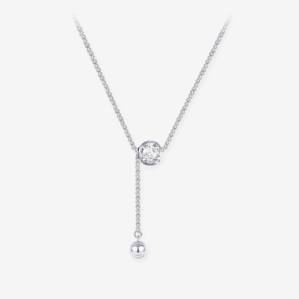 [Pre-sale] Platinum Sparkling Ball Y Necklace