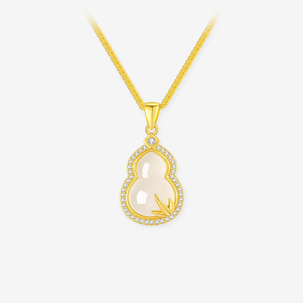 Gold Plated Silver Chalcedony Happiness Gourd Necklace