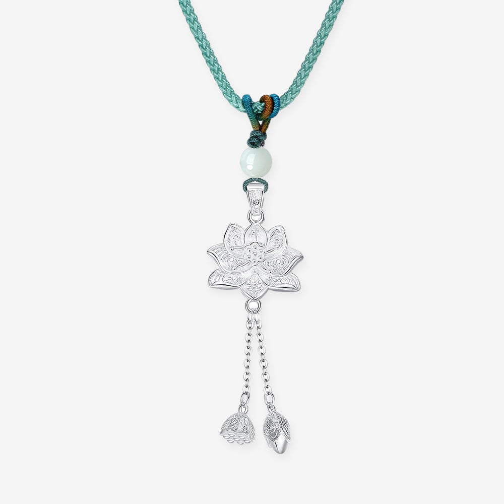 [Pre-sale] S990 Hetian Jade Lotus Tassel Necklace