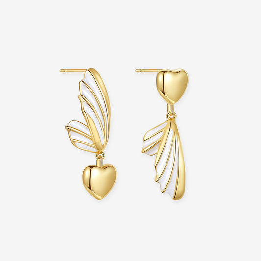 S925 Silver Heart Wings Earrings