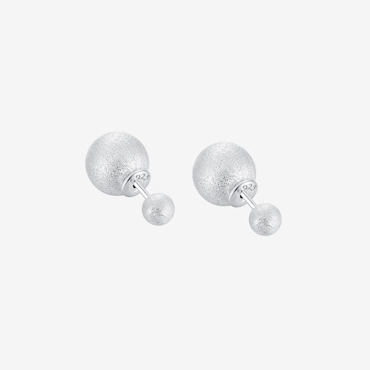 S925 Silver Brushed Round Ball Stud Earrings