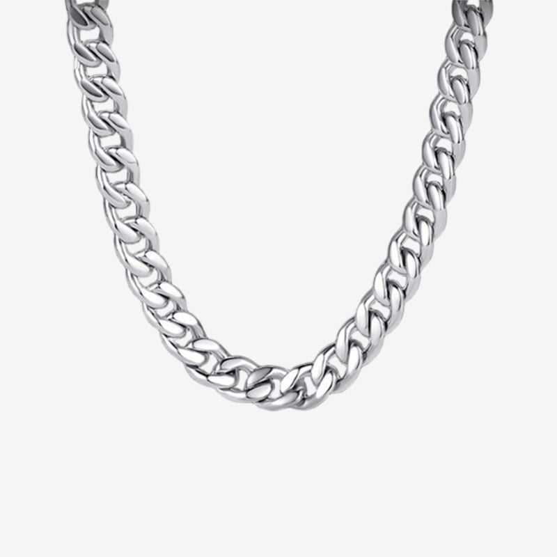 S925 Silver M-shaped Buckle Curb Chain Men Necklace
