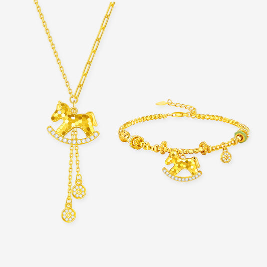 [Pre-sale] S925 Silver Zircon Rich Horse Jewelry Set - Necklace Bracelet