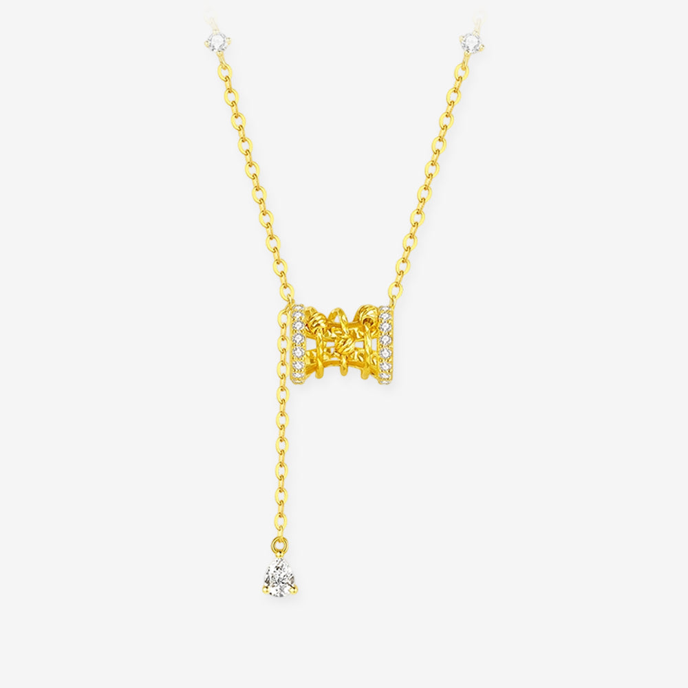 Gold Plated Silver Zircon Sparkling Small Waist Barrel Necklace
