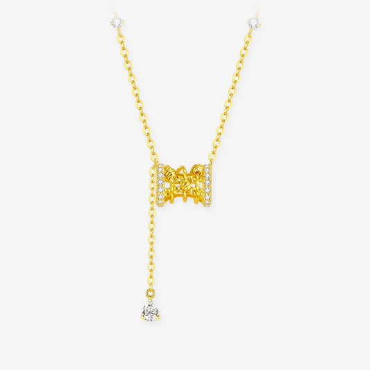 Gold Plated Silver Zircon Sparkling Small Waist Barrel Necklace