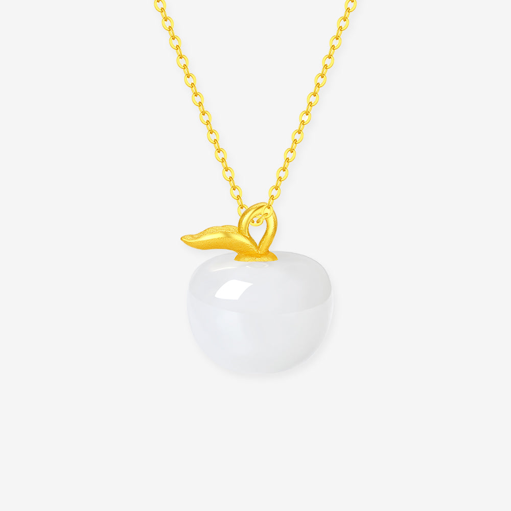 [Pre-sale] Silver Hetian Jade Christmas Apple Necklace