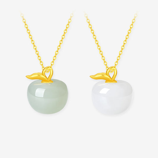 [Pre-sale] Silver Hetian Jade Christmas Apple Necklace