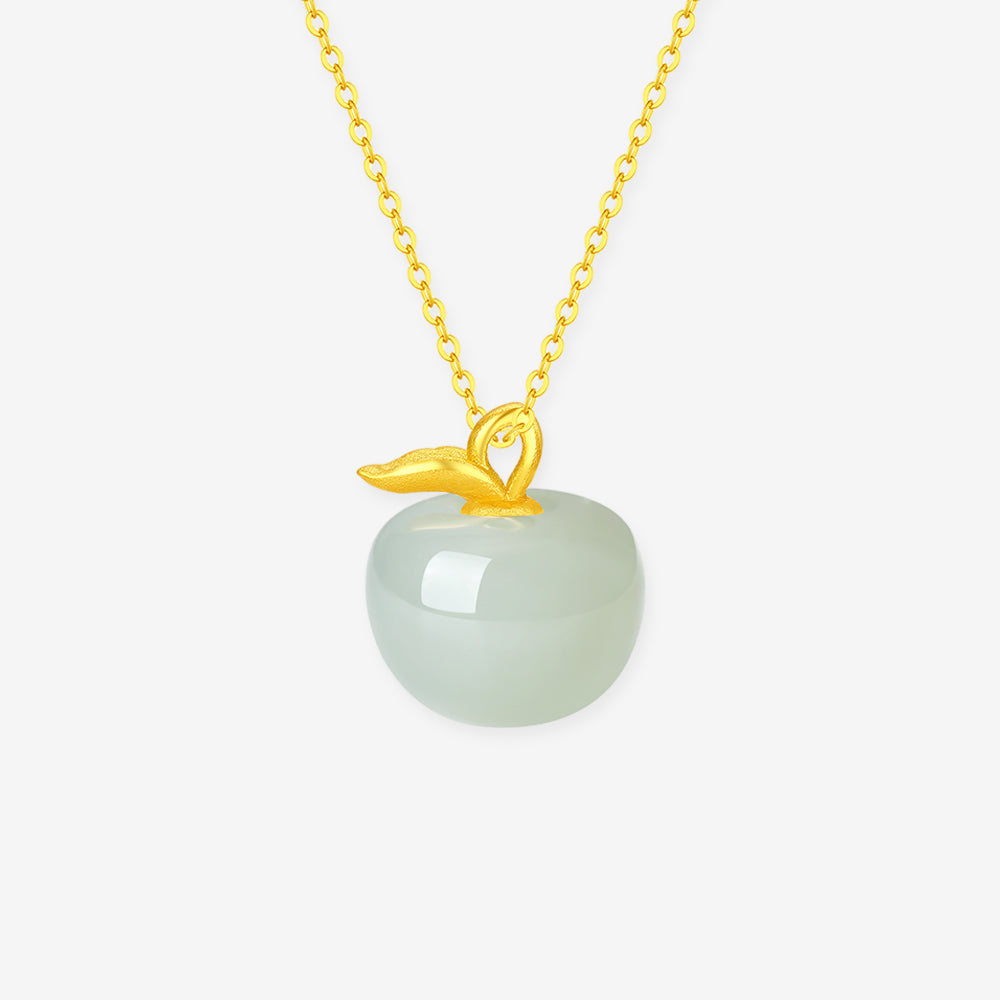 [Pre-sale] Silver Hetian Jade Christmas Apple Necklace
