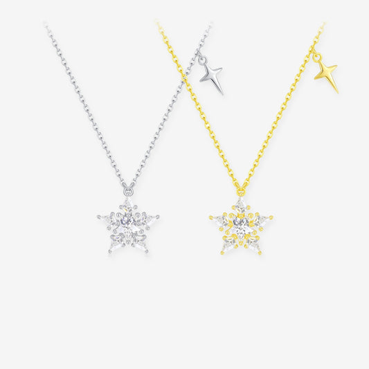 Silver Zircon Lucky Star Necklace