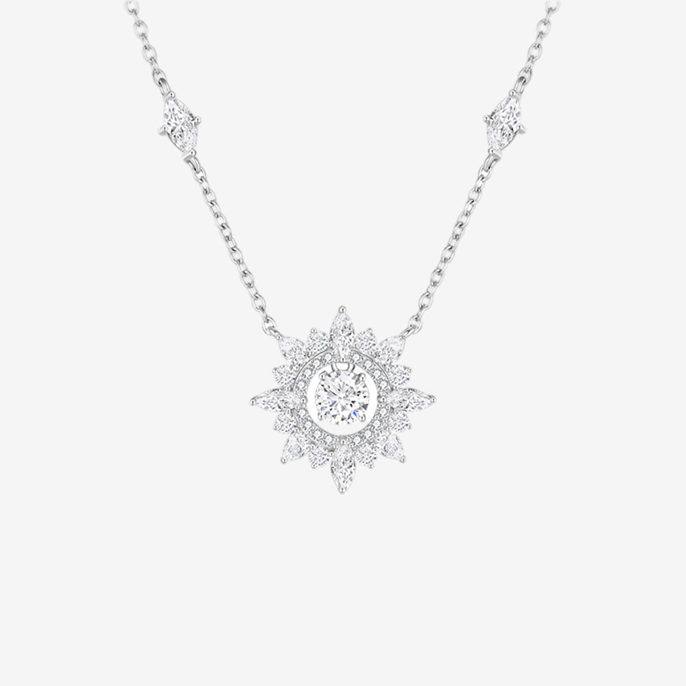 S925 Silver Zircon Shaped Snowflake Necklace